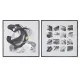 Canvas Home ESPRIT White Black polystyrene Canvas Abstract Modern 104 x 4 x 103,5 cm (2 Units)