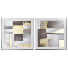 Painting Home ESPRIT Brown Golden Abstract Modern 80 x 4 x 80 cm (2 Units)