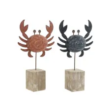 Figura Decorativa Home ESPRIT Azul Rojo Natural Cangrejo 17,5 x 6 x 29 cm (2 Unidades)