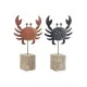 Decorative Figure Home ESPRIT Blue Red Natural Crab 17,5 x 6 x 29 cm (2 Units)