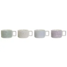 Piece Coffee Cup Set DKD Home Decor Green Sky blue Lilac Metal Bamboo Dolomite 260 ml
