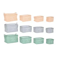 Basket set DKD Home Decor 39 x 27 x 24 cm Canvas Modern (3 Units)