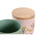 Bote DKD Home Decor 11,5 x 11,5 x 12 cm Floral Rosa Verde Bambú Gres Shabby Chic (2 Unidades)