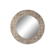 Wall mirror DKD Home Decor White Brown Mandala Indian Man Stripped 76 x 4 x 76 cm
