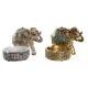 Decorative Figure DKD Home Decor Elephant Beige Golden Resin Colonial (11 x 12 x 9 cm) (2 Units)