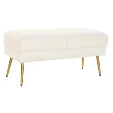 Bench DKD Home Decor 106 x 45 x 50 cm Golden Metal White
