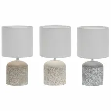 Lámpara de mesa DKD Home Decor 25W Cerámica Gris Beige Marrón Poliéster Gres 220 V (16 x 16 x 30 cm) (3 Unidades)