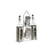 Set para Aliñar DKD Home Decor Cristal Plateado Acero Inoxidable (22 x 5,4 x 22 cm)
