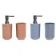 Set de Baño DKD Home Decor Natural Gris Naranja Coral Aluminio Bambú PS Moderno (9 x 7 x 16 cm) (2 Unidades) (7 x 7 x 16 cm)