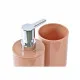Set de Baño DKD Home Decor Natural Gris Naranja Coral Aluminio Bambú PS Moderno (9 x 7 x 16 cm) (2 Unidades) (7 x 7 x 16 cm)