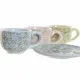 Piece Coffee Cup Set DKD Home Decor Blue Pink Metal Green Flowers Dolomite (6 pcs) (180 ml) (14 x 14 x 7 cm)