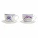 Taza con Plato DKD Home Decor Lavanda (220 ml) (2 pcs)