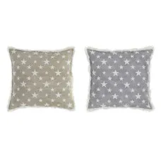 Cushion DKD Home Decor Grey Beige Polyester Cotton Aluminium (45 x 10 x 45 cm) (2 Units)