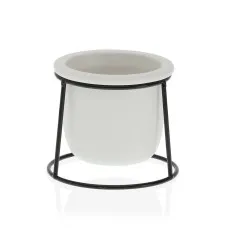 Maceta Versa Blanca Cerámica Metal (10,5 x 11,5 x 10,5 cm)