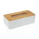 Caja para pañuelos Versa Bambú Polipropileno 13,1 x 8,6 x 26,1 cm Blanco