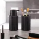 Soap Dispenser Versa Black Ceramic Bamboo