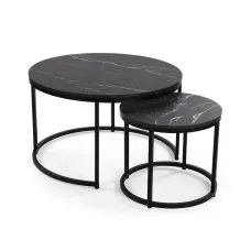 Set of 2 tables Versa Aurea 48 x 48 x 42 cm 80 x 80 x 48 cm