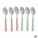 Set de Cucharas Verde Rosa Plateado Acero Inoxidable Plástico 18,7 cm (12 Unidades)