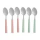 Set de Cucharas Verde Rosa Plateado Acero Inoxidable Plástico 18,7 cm (12 Unidades)
