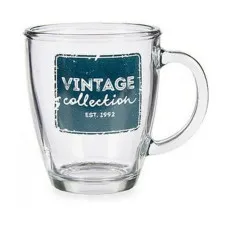 Taza Mug Vintage Transparente Vidrio 320 ml