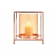 Candleholder Squared Copper Amber 14 x 15,5 x 14 cm Golden Metal Glass
