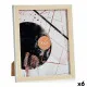 Photo frame Wood Brown White Plastic Glass (22,6 x 2 x 27,6 cm) (6 Units)