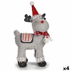 Figura Decorativa Reno de Navidad Rojo Gris 21 x 36 x 36 cm (4 Unidades)