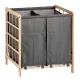 Laundry basket Kipit XJL146354H Brown Grey Wood 30 L x 2 33 x 60 x 59,5 cm (12 Units)
