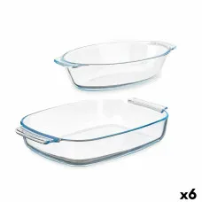 Set of trays Vivalto T3-20-S2B Transparent Borosilicate Glass 700 ml 2 L (6 Units)