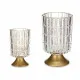 LED Lantern Transparent Golden Glass 10,7 x 18 x 10,7 cm (6 Units)