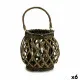 Candleholder Grey Brown wicker Glass 29,5 x 24 x 22 cm (6 Units)
