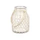 Candleholder Tin White Transparent Glass Rope 20 x 30 cm (4 Units)