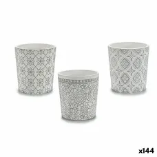 Macetero Ibergarden DX43436-F12 Blanco Gris Cerámica Patrón 12,3 x 12 x 12,3 cm (144 Unidades)