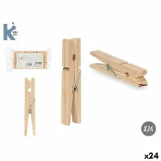 Clothes Pegs 289 Wood Metal 7 x 1 cm 10,5 x 19 x 3 cm (24 Units)