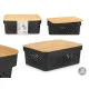 Multi-use Box Kinvara CH52980 (26) Brown Black Bamboo polypropylene 35,7 x 14 x 26,2 cm (6 Units)