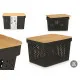Multi-use Box Kinvara CH52970 (24) Brown Black Bamboo polypropylene 35,7 x 22 x 26,2 cm (4 Units)
