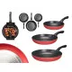 Set of pans Kinvara 2 Black Red Aluminium Bakelite 20 x 4 cm 28 x 5 cm 24 x 4,5 cm (6 Units)