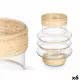 Candleholder SG-29857 Transparent Natural Glass Rattan 18 x 24 x 18 cm (6 Units)