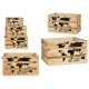 Set of decorative boxes YY182102C8 Black Natural Wood (4 Units)