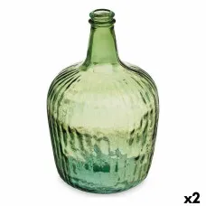 Bottle 2255/08R-G Green Stripes 8 L 19,5 x 35,5 x 19,5 cm Decoration (2 Units)