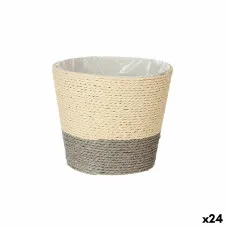 Macetero Ibergarden 86439 Gris Natural Cuerda Plástico 15 x 15 x 14 cm (24 Unidades)
