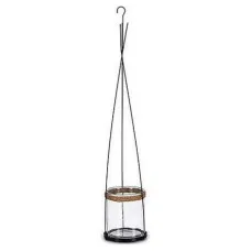 Portavelas Ibergarden HW99-1108 Negro Transparente Metal Cristal