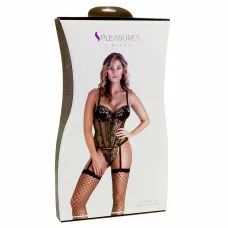 Conjunto de Lencería S Pleasures Negro/Plateado (Talla única)