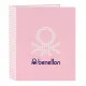 Ring binder Benetton Vichy Pink A4 (27 x 33 x 6 cm)