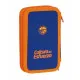 Double Pencil Case Valencia Basket M854 Blue Orange Sporting 28 Pieces 12.5 x 19.5 x 4 cm
