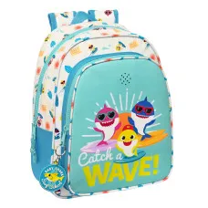 Mochila Escolar Baby Shark Surfing Azul Blanco 27 x 33 x 10 cm