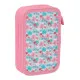 Double Pencil Case Moos Flores Multicolour 12.5 x 19.5 x 4 cm 28 Pieces