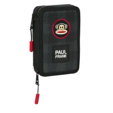 Estuche Escolar con Accesorios Paul Frank Campers Negro 12.5 x 19.5 x 4 cm (28 piezas)