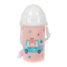 Botella de Agua Safta Jirafa Coral PVC 500 ml