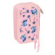 Estuche Escolar con Accesorios Lilo & Stitch Beach Rosa 12,5 x 19,5 x 5,5 cm 37 Piezas